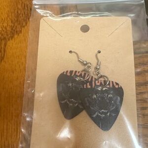 Black Guitar Pick Earrings